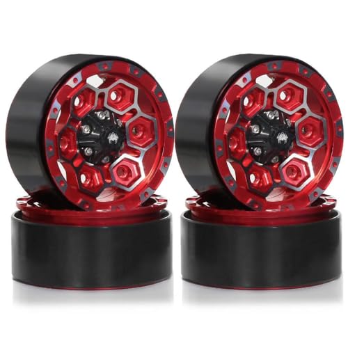 4 Stücke Aluminium 1,9 Beadlock -Räder 12mm Sechskantkompatibel mit 1/10 RC Crawler -Modellen TRX6 VS410 Gen8(Red) von TReCVd