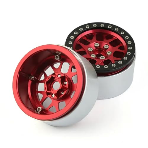 4PCS CNC Aluminium 2.2 Rad Rand kompatibel mit 1/10 RC-Crawler-Autos wie RR10 Wraith TRX-6(4pcs red) von TReCVd