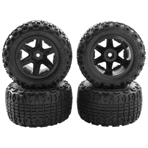 4pcs 104mm -Durchmesser Gummi -Rad -Reifenreifen mit 12 mm -Hex -kompatibel mit 1/16 H16 16207 RC -Auto -Upgrade -Teile 16208 16209 16210 kompatibel(Black) von TReCVd