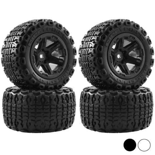 4pcs 104mm -Durchmesser Gummi -Rad -Reifenreifen mit 12 mm -Hex -kompatibel mit 1/16 H16 16207 RC -Auto -Upgrade -Teile 16208 16209 16210 kompatibel(White) von TReCVd