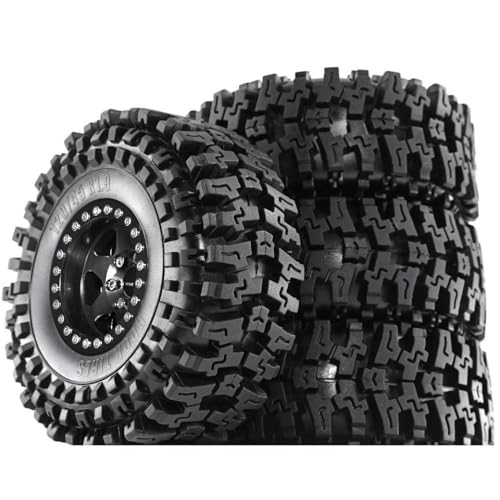 4pcs 120 mm 1,9 Zoll Beadlock Wheel Wheel Rand Tire Set kompatibel mit 1/10 RC Crawler Car Wraith RR10 YK4082(Black) von TReCVd