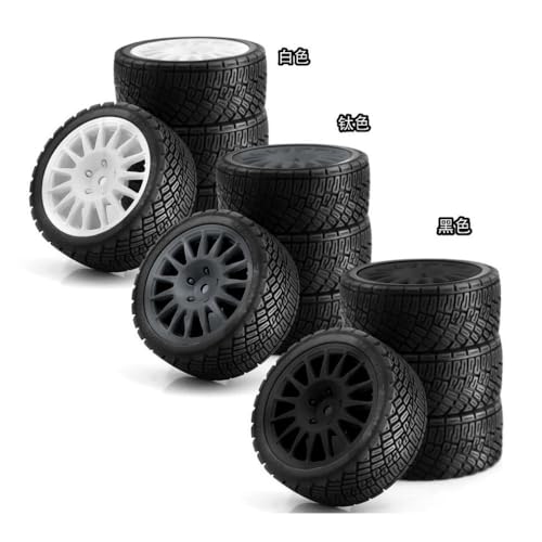 4pcs Set 1/10 RC-Auto auf Straße Reifen Rad kompatibel mit TT01 TT02 XV01 TA06 PTG-2 1/10 RC-Autoteile(White) von TReCVd