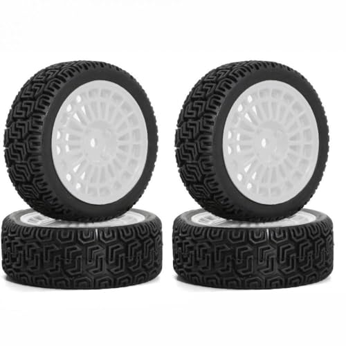 4pcs geklebte Gummireifen für das RC-Auto mit 12 mm mit I RS4 FW06 TT01 TT02 XV-01-Reifenzubehör Teile auf dem Straßenrand.(4pcs White) von TReCVd