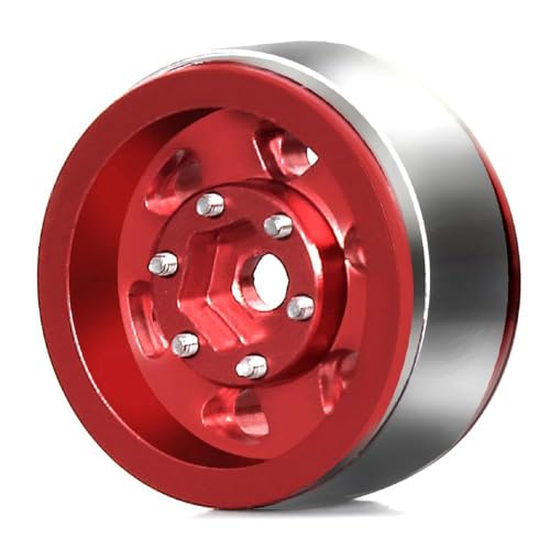 TReCVd 1,0 RC Felgen CNC Aluminium 28mm OD Beadlock Wheel-Hub 6-Speichen 7 mm Sechskant kompatibel mit 1/18 1/24 RC Crawler AX24 SCX24 FMS(4pcs Brown) von TReCVd