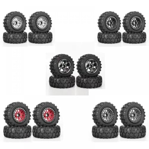 TReCVd 1/12 RC-kompatible 1,9-Zoll-Metallradfelgen mit 90 * 38-mm-Reifen Kompatibel mit Mangniu Mn128 und Meijiaxin H12Y(Red) von TReCVd