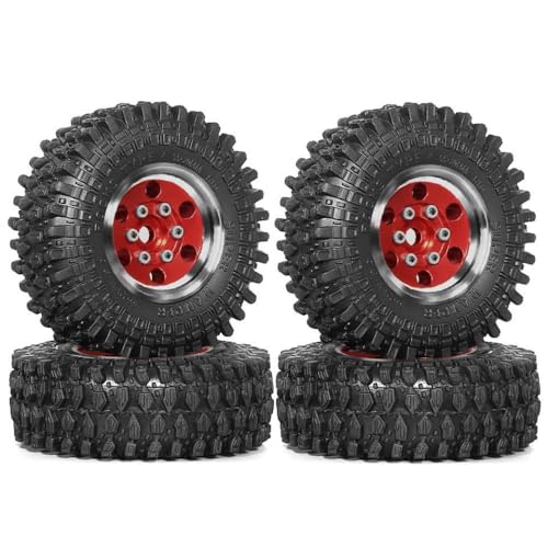 TReCVd 1/24 1/18 RC -Reifen und Beadlock -Räder kompatibel mit 1:24 1:18 Mud Terrain Cars SCX24 FMS AX24 FCX18 Set von 4 PCs(4pcs Silvery) von TReCVd