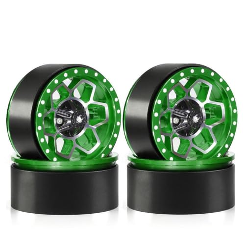 TReCVd 1,9 Aluminium -Beadlock -Räder Set von 4 mit 12 -mm -Sechskantmodellen mit 1/10 RC -Crawler -Modellen kompatibel(4pcs Green) von TReCVd