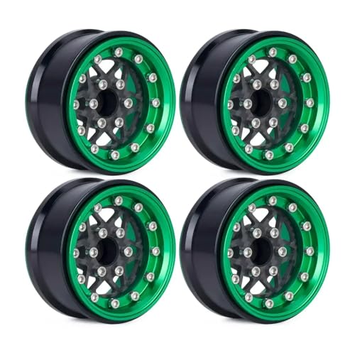 TReCVd 1,9 Zoll Beadlock -Kohlefaserfelgen mit negativem Versatz für 1/10 -Skala -RC -Crawler -Crawler mit verschiedenen Modellen kompatibel(Green B) von TReCVd