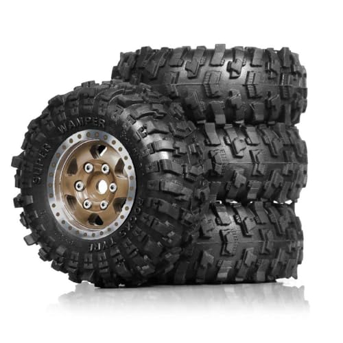 TReCVd 10 Beadlock -Räder und Reifen Set 4pcs kompatibel mit 1 0 Crawler -Reifen 51 x 20 mm für 118 124 RC -Crawler -Modelle wie SCX24 FMS FCX18 AX24(4pcs Black) von TReCVd