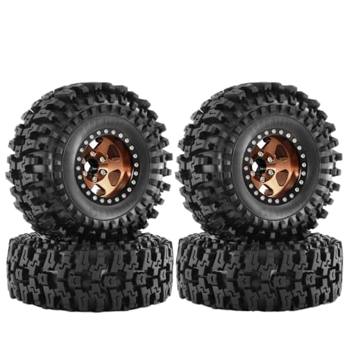 TReCVd 120 mm Metall 1,9 -Zoll -Perldlockradrand und Gummi -Reifen -Set kompatibel mit 1/10 RC Crawler Car Models III.(Black) von TReCVd