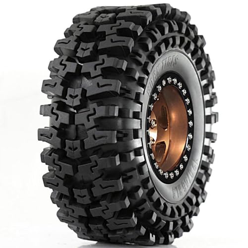 TReCVd 120 mm Metall 1,9 -Zoll -Perldlockradrand und Gummi -Reifen -Set kompatibel mit 1/10 RC Crawler Car Models III.(Gold) von TReCVd