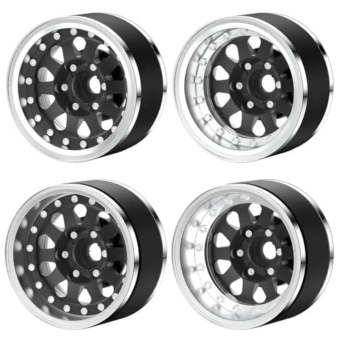 TReCVd 4 Teile 1,9 Zoll verstellbares Offset Aluminium Beadlock Wheel -RIMME für 1/10 Skala RC Crawler kompatibel mit verschiedenen Modellen(Black B) von TReCVd