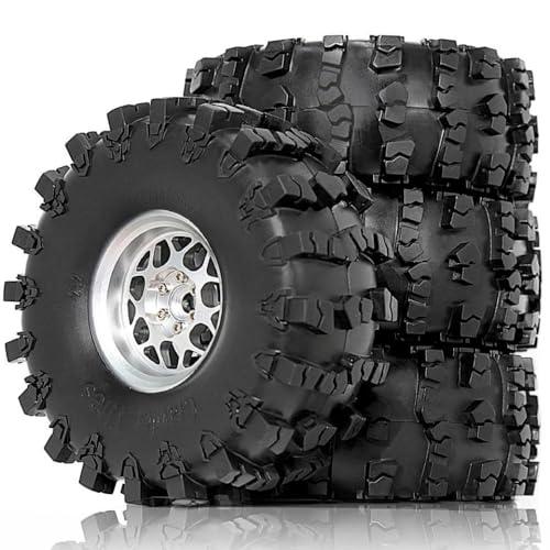 TReCVd 4PCS RC 2,2 Beadlock Wheel Felgen und Gummi -Crawler -Reifen -Set kompatibel mit 1/10 RC Crawler RBX10 Wraith 90048 90018(Black) von TReCVd