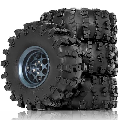 TReCVd 4PCS RC 2,2 Beadlock Wheel Felgen und Gummi -Crawler -Reifen -Set kompatibel mit 1/10 RC Crawler RBX10 Wraith 90048 90018(Titanium) von TReCVd