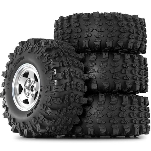 TReCVd 4pcs 1,9 Zoll Metall Beadlock -Rand und Reifenset 118 mm für 1 10 Skala RC Crawler Car kompatibel mit Wraith RR10 TRXS YK4082 und ähnlichen Modellen(Brown) von TReCVd