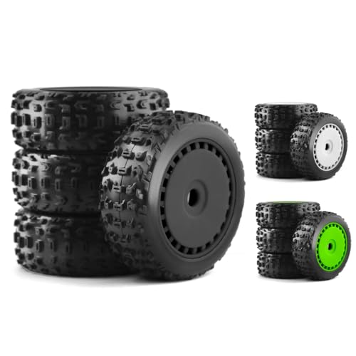 TReCVd 4pcs 116mm 1/8 RC Offroad Buggy-Reifen mit 17-mm-Feelsrädern mit verschiedenen RC-Autos und LKWs mit 1/8 Skala, die kompatibel sind(Black) von TReCVd