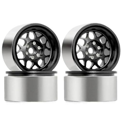 TReCVd 4pcs 2,2 Zoll Metall Beadlock Wheel Rim Hub kompatibel mit 1/10 RC Crawler Pro Wraith RR10 RBX10(Silver) von TReCVd
