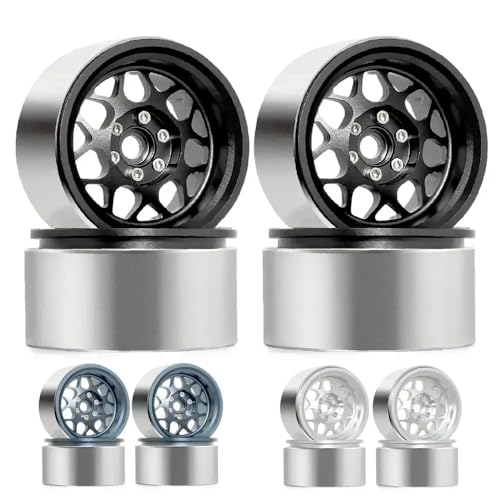 TReCVd 4pcs 2,2 Zoll Metall Beadlock Wheel Rim Hub kompatibel mit 1/10 RC Crawler Pro Wraith RR10 RBX10(Titanium) von TReCVd