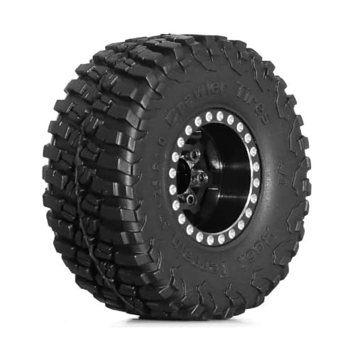 TReCVd 4pcs 57 mm 1,0 Zoll Metall Beadlock -Rad -Reifen -Set kompatibel mit 1/18 1/24 RC Crawler Car SCX24 AX24 Upgrade -Teilezubehör(Black) von TReCVd