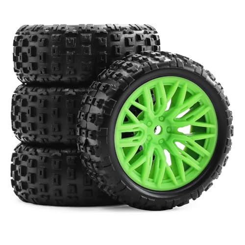 TReCVd 4pcs 67mm Gummireifen kompatibel mit 1/18 Grom 2S RC -Auto -Upgrade -Zubehör 12mm Hex(Green) von TReCVd