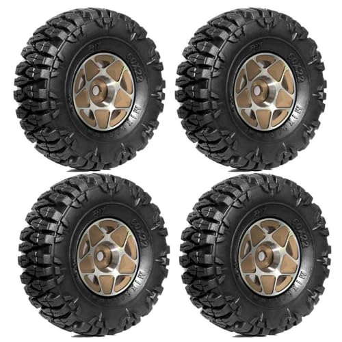 TReCVd 4pcs Aluminium 1.0 Beadlock -Radreifen mit SCX24 AX24 für 1/24 1/18 RC Crawler -Fahrzeuge kompatibel(4pcs Brown) von TReCVd