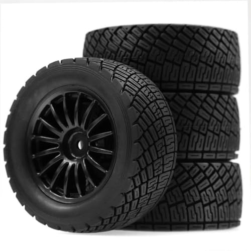 TReCVd 4pcs Gummi-Reifen Rad Rim Set OD 80 mm kompatibel mit 1/10 Offroad-RC-Auto-Modellen, einschließlich 94177 I Flux Rally(4pcs Black) von TReCVd