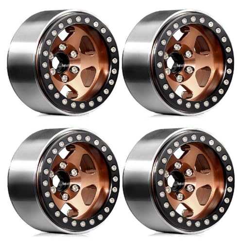 TReCVd 4pcs Metall Deep Dish 1,9 Zoll Beadlock Wheel Wheel Rand Negative Versatz 9,4 mm kompatibel mit 1/10 RC -Crawler -Autos(Silvery) von TReCVd