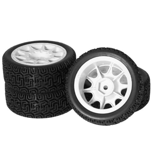 TReCVd 68 mm 4pcs Rallye Reifen Gummiräder kompatibel mit XV01 XV02 TT01 TT02 PTG-2 1/10 RC Rally Racing Car Upgrade-Teile(Orange) von TReCVd