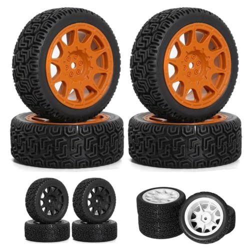 TReCVd 68 mm 4pcs Rallye Reifen Gummiräder kompatibel mit XV01 XV02 TT01 TT02 PTG-2 1/10 RC Rally Racing Car Upgrade-Teile(White) von TReCVd