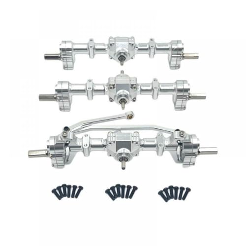 TReCVd 6WD 6x6 Metall-Vorder- und Heck-Portalachse-Upgrade-Teile mit 1/16 RC-Autos B16 B36 Q60 Q63 Q64 Fayee FY004 MN-77 kompatibel(Silver) von TReCVd