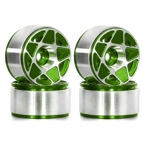TReCVd Aluminium 1,0 Zoll Beadlock Wheel Rims 27x15 mm Kompatibel mit 1/24 Skala -Fernbedienungs -Crawler -Autos, die mit SCX24 Enduro24 AX24 R183 kompatibel ist(4pcs Green) von TReCVd