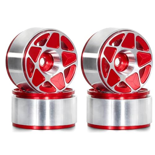 TReCVd Aluminium 1,0 Zoll Beadlock Wheel Rims 27x15 mm Kompatibel mit 1/24 Skala -Fernbedienungs -Crawler -Autos, die mit SCX24 Enduro24 AX24 R183 kompatibel ist(4pcs red) von TReCVd