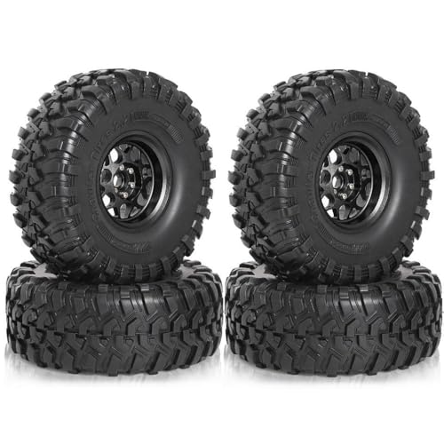 TReCVd Metall 2,2 Zoll Beadlock -Räder und Reifen Kompatibel mit 1/10 -Skala RC Crawler Cars kompatibel mit Wraith RR10 YK4082 YK4083 Set von 4(4pcs Silvery) von TReCVd