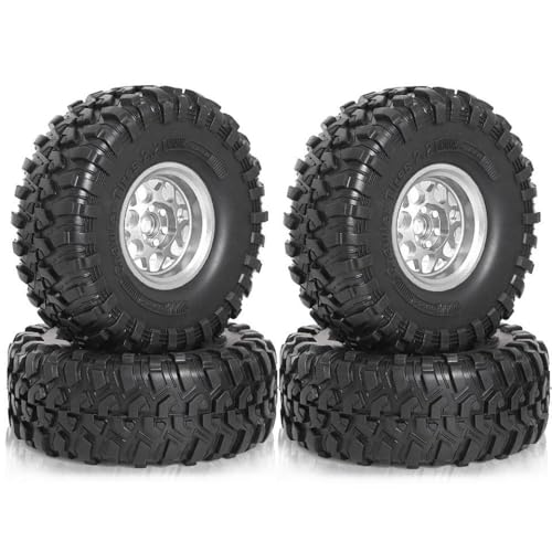 TReCVd Metall 2,2 Zoll Beadlock -Räder und Reifen Kompatibel mit 1/10 -Skala RC Crawler Cars kompatibel mit Wraith RR10 YK4082 YK4083 Set von 4(4pcs Titanium) von TReCVd