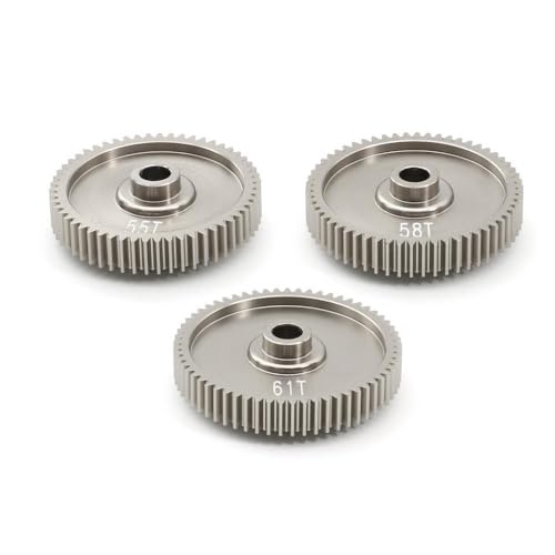 TReCVd Metall 55T 58T 61T Geschwindigkeitssporngetriebe 51004 53665 kompatibel mit TT01 TT-01 1/10 RC-Auto-Upgrade-Zubehör(1pcs 55T) von TReCVd
