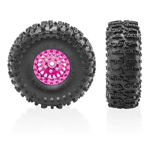 TReCVd RC -kompatible 4PCS 63 mm 1,0 Metall Beadlock -Radreifen Kompatibel mit 1/18 RC Crawler Cars SCX24 Upgrade -Teilezubehör(Pink) von TReCVd