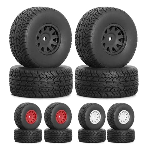 TReCVd Upgrade 4pcs 65mm Gummireifenreifen 12mm Hex ARA550116 für 1/14 Mojave RC -Autokompatible -Teilezubehör(Black) von TReCVd