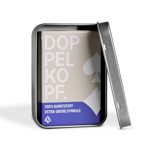 Doppelkopf Spielkarten aus 100% Kunststoff, *Premium* (Plastik +) Französisch, wasserfest (Senioren + Metalldose) von TS Spielkarten