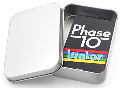 Phase 10 Junior Kartenspiel + hochwertiger Metalldose - Kinderspielkarten für Kinder ab 4 Jahren inkl. Spielkartenbox aus Metall von TS Spielkarten