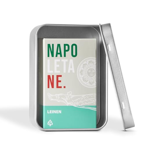 TS Spielkarten | Napoletane Spielkarten LEINEN | extra Dicke Scopa Karten mit napoletanischem Bild | italienisches Spiel | handgezeichnet (Metalldose+ Spielkarten) von TS Spielkarten