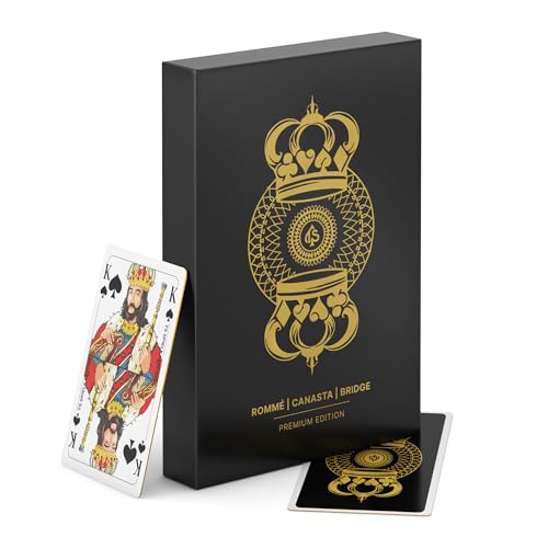 TS Spielkarten | Romme Kunststoff Kartenset - Gold-Edition wasserfest für Poker, Canasta, Bridge mit klassisch französischem Bild von TS Spielkarten