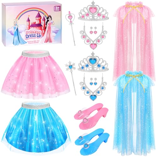 Prinzessinenkleidung für kleine Mädchen, Prinzessinnen-Kostüm-Set mit Prinzessinnen-Umhang, Tutu, Krone, Schuhe, Spielschmuck, Fantasy-Set für Kinder und Prinzessinnen-Kostüme und Geschenke für Prinzessinenkleidung für kleine Mädchen, Prinzessinnen-Kostüm-Set mit Prinzessinnen-Umhang, Tutu, Krone, Schuhe, Spielschmuck, Fantasy-Set für Kinder und Prinzessinnen-Kostüme und Geschenke für von TSDATOWR