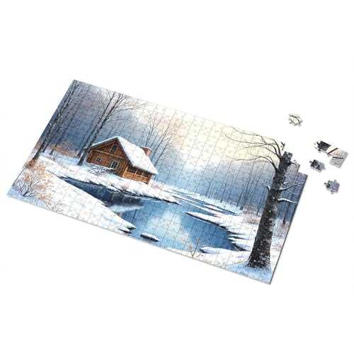 100-teiliges Puzzle für Kinder, Winterhütte am Fluss, Bildpuzzle, Kleinkindspielzeug, 100-teiliges Puzzle für Kinder (500 Stück) von TSGB