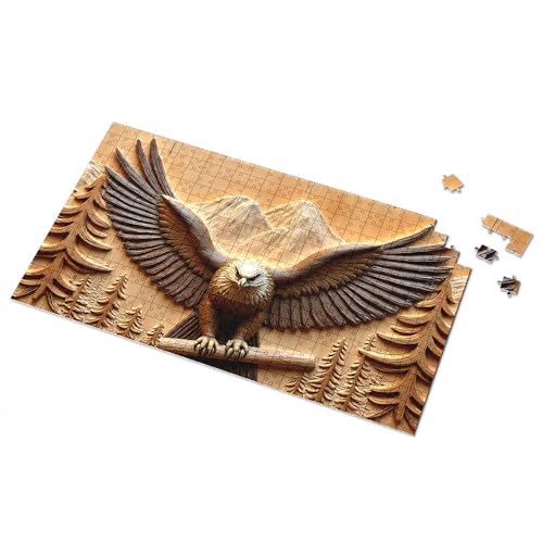 300-teiliges Puzzle, Adlerschnitzerei mit Bergen und Bäumen, Bilder-Puzzle, 1000 Teile, Geschenke für 5-jährige Mädchen (500 Stück) von TSGB