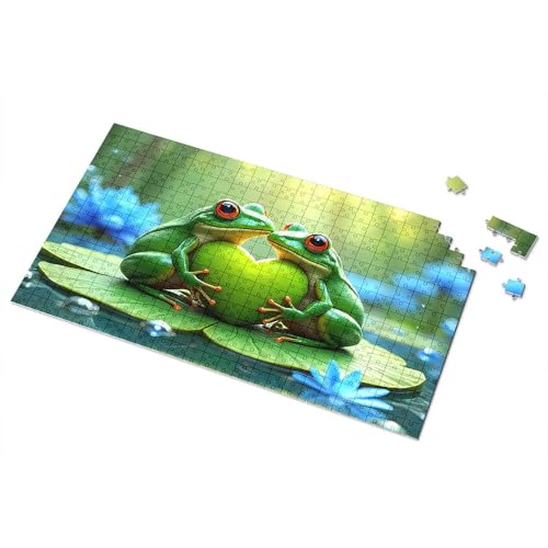 500 Teile Puzzle Love In The Rainforest: Two Frogs Share A Heart Picture Puzzle Board 500 Piece Puzzles For Adults(1000PCS) von TSGB