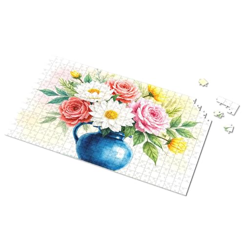 500-teiliges Puzzle, Blumenarrangement in blauer Vase, Bild, Puzzlebrett, 500 Teile Puzzles für Erwachsene (500 Teile) von TSGB