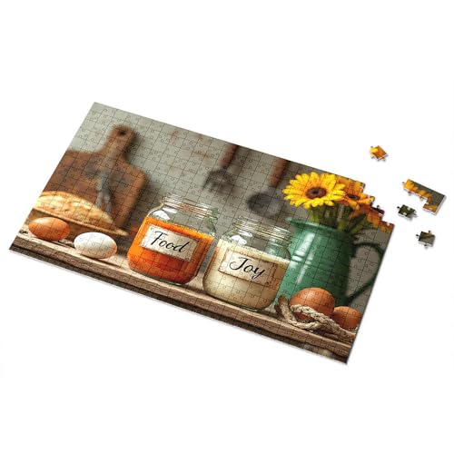 500-teiliges Puzzle, Essen und Freude: Eine gemütliche Küchenszene, Bild, Puzzlebrett, 500 Teile Puzzles für Erwachsene (1000 Teile) von TSGB