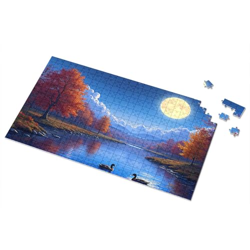 500-teiliges Puzzle, Herbstnacht mit Vollmond und Enten, Bilderpuzzle, Puzzlebrett, 500 Teile Puzzles für Erwachsene (300 Teile) von TSGB