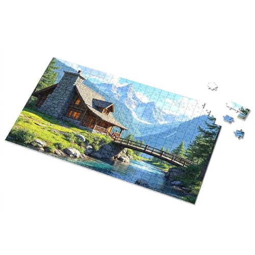 500-teiliges Puzzle, Motiv: Berghütte am Fluss, Bilderpuzzle, Aktivitätsbücher für Kinder im Alter von 6–8 Jahren, Spielzeug und Spiele (1000 Teile) von TSGB