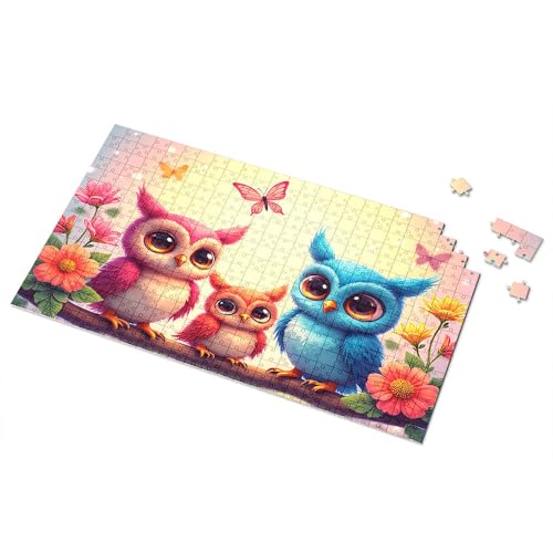 500-teiliges Puzzle, bunte Eulen in einem Blumengarten, Bild, Puzzlebrett, 500 Teile Puzzles für Erwachsene (1000 Teile) von TSGB